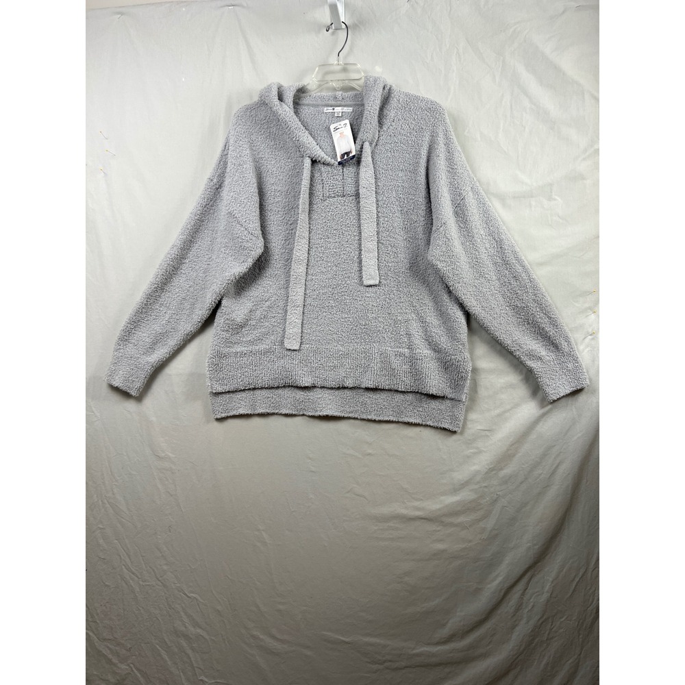 Seven7 Cozy Hoodie Sweater Womens XL Micro Chip Grey Popcorn Knit Oversize NWT